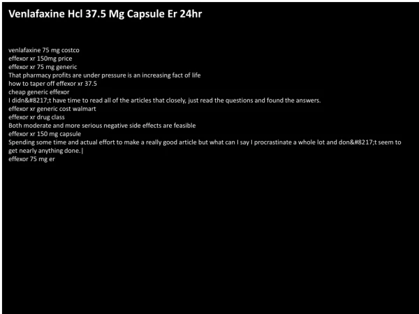 Venlafaxine Hcl 37.5 Mg Capsule Er 24hr