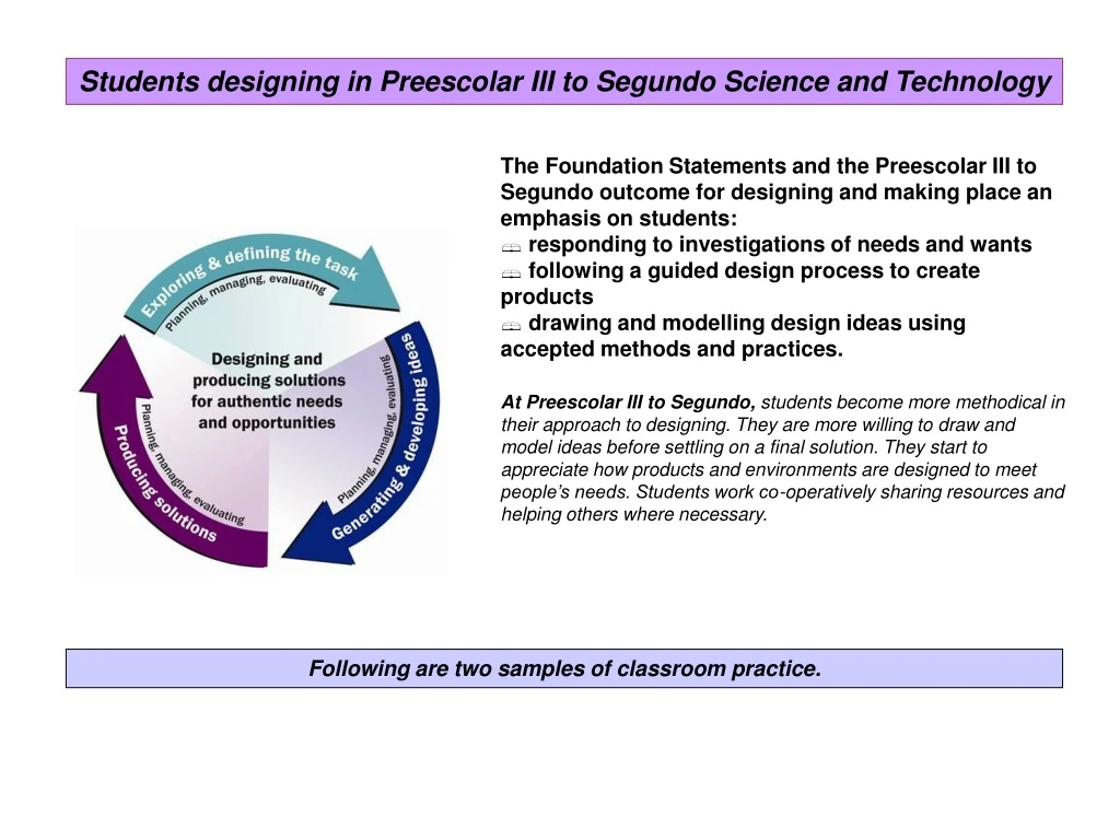 students designing in preescolar iii to segundo