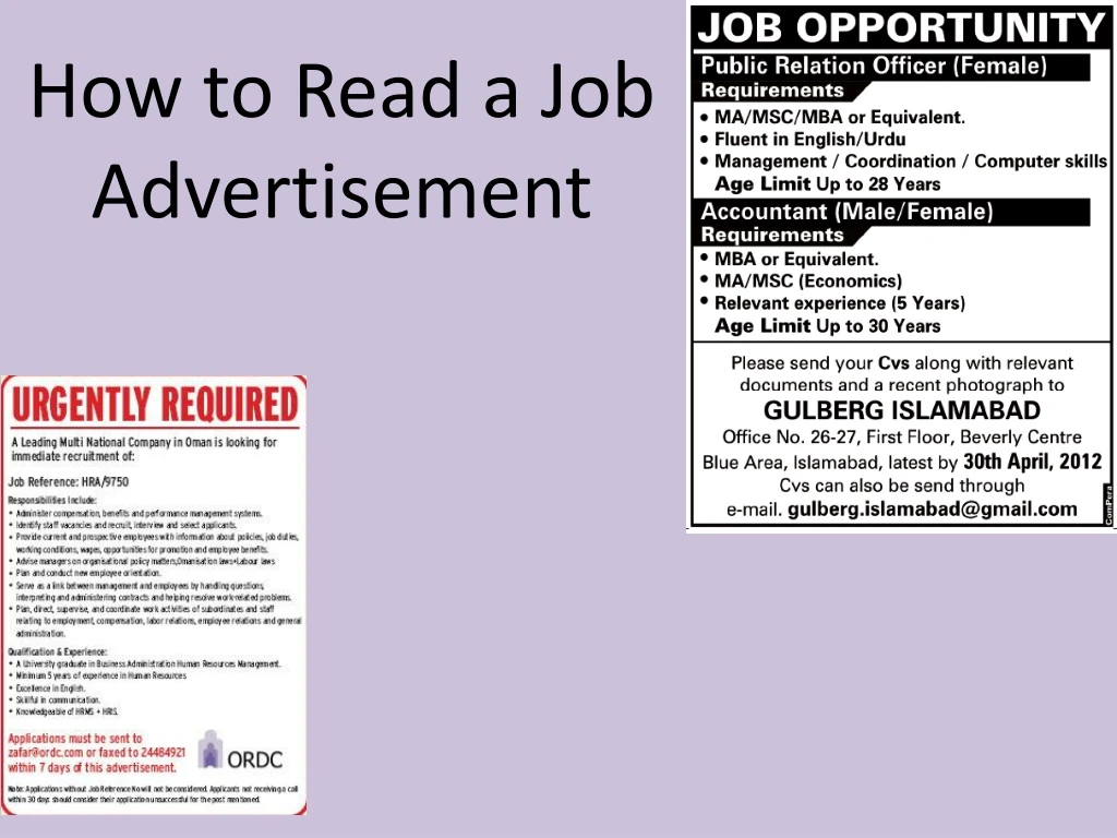how to read a job advertisement