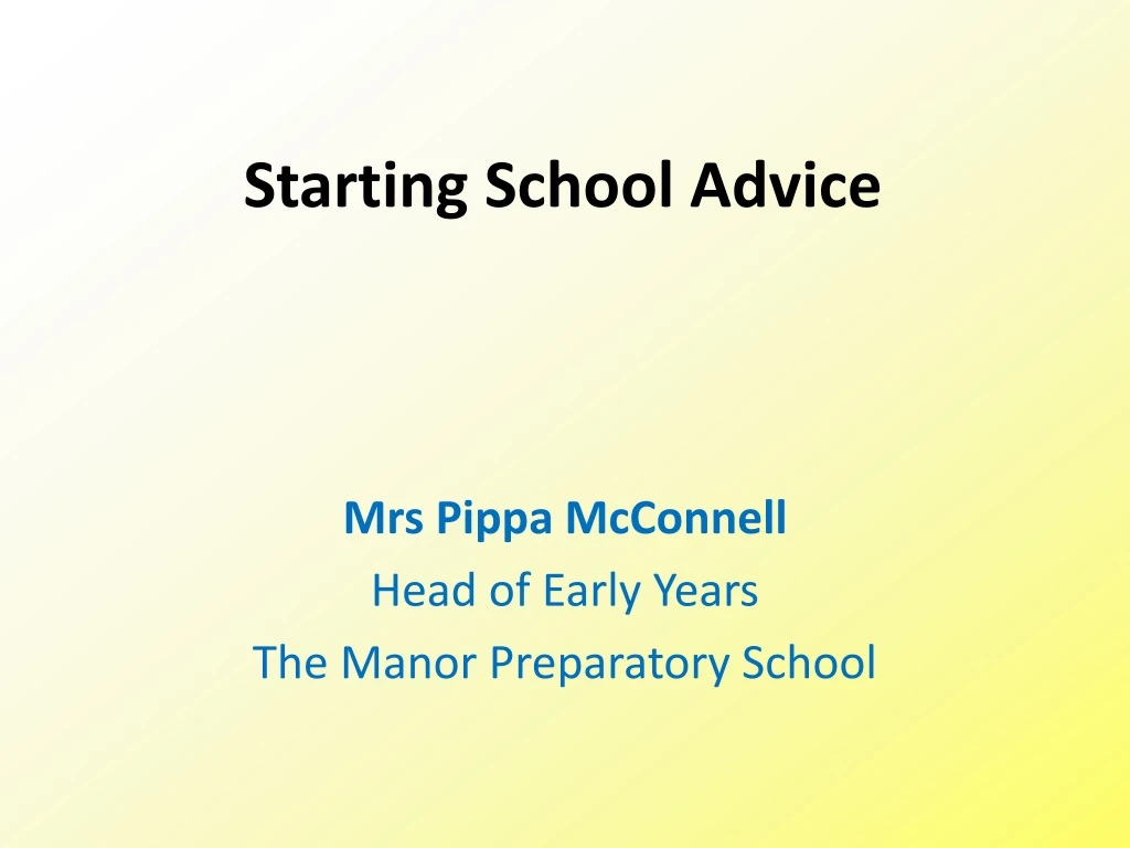 starting school advice
