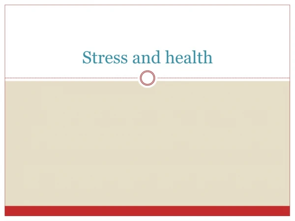 Stress and health