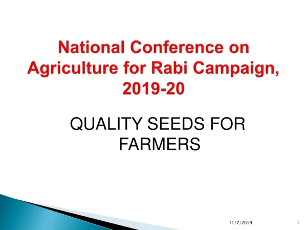 National Conference on Agriculture for Rabi Campaign, 2019-20
