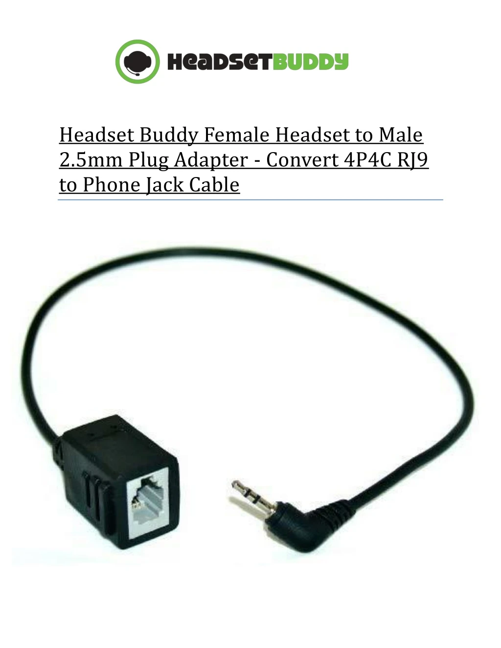 headset buddy female headset to male 2 5mm plug