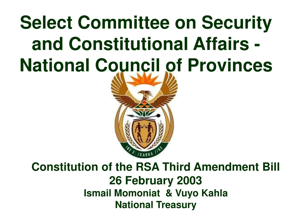 select committee on security and constitutional