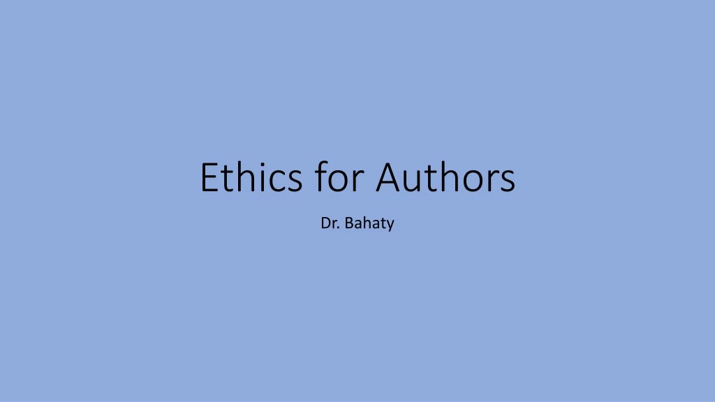 ethics for authors