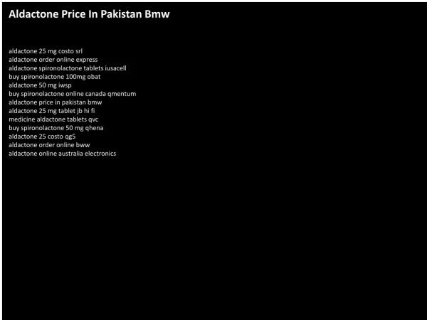 Aldactone Price In Pakistan Bmw