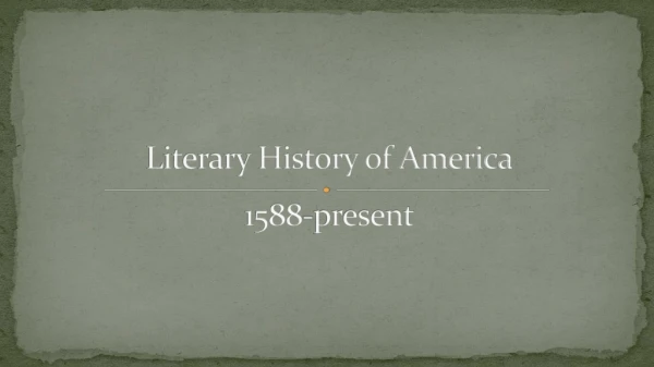 Literary History of America