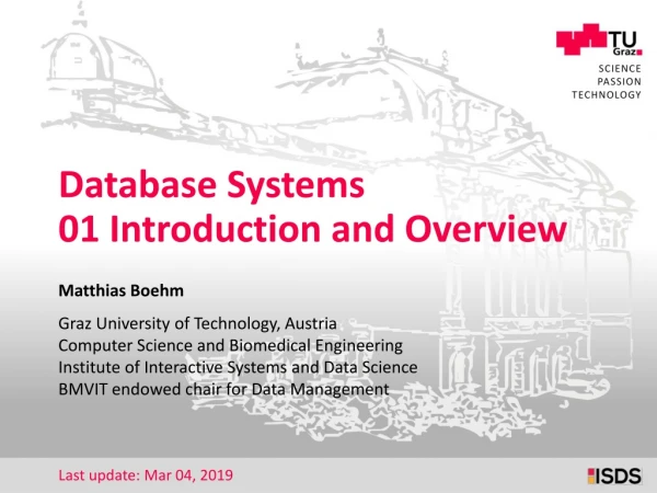 Database Systems 01 Introduction and Overview