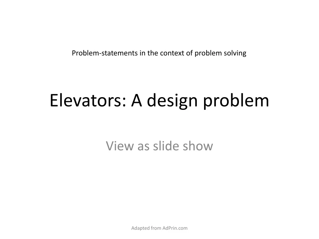 elevators a design problem