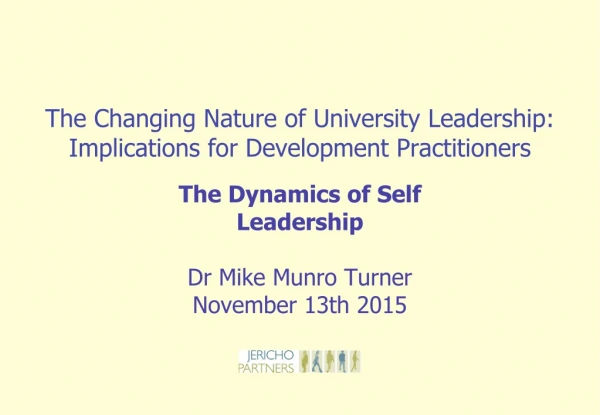 The Changing Nature of University Leadership: Implications for Development Practitioners
