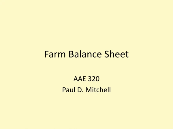 Farm Balance Sheet