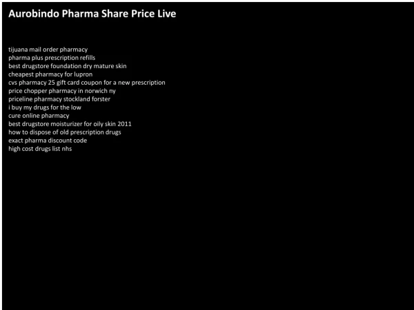 Aurobindo Pharma Share Price Live