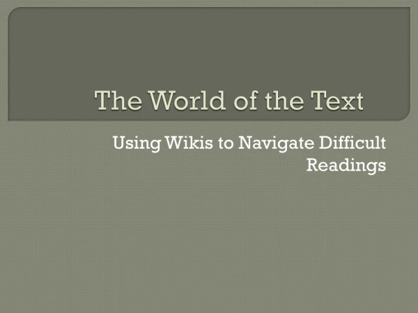 The World of the Text