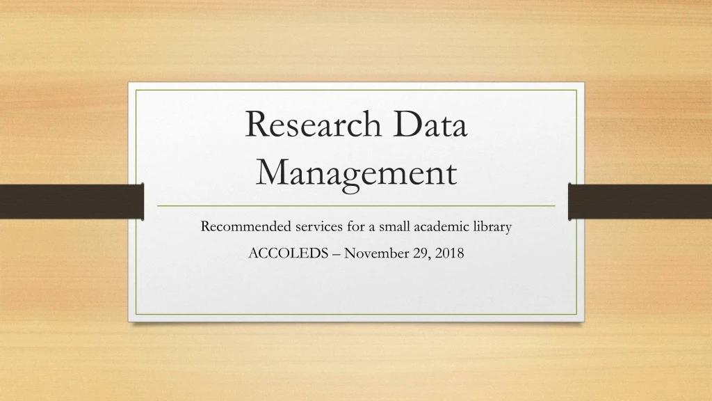 research data management