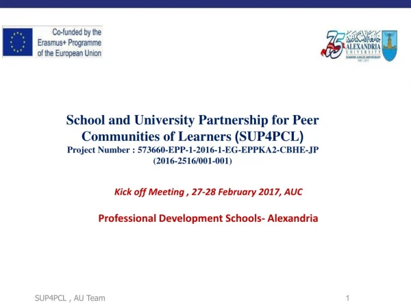 School and University Partnership for Peer Communities of Learners ) SUP4PCL (