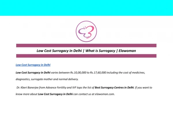 Low Cost Surrogacy in Delhi | What is Surrogacy | Elawoman