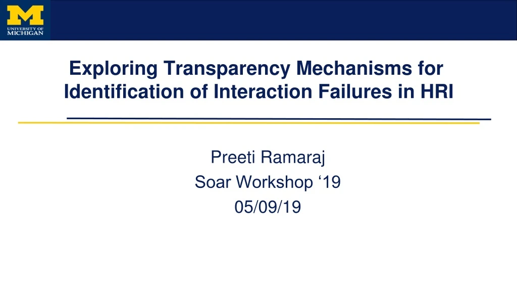 exploring transparency mechanisms for identification of interaction failures in hri