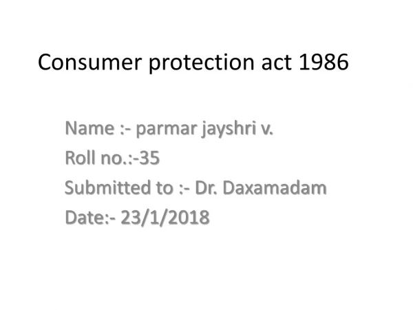 Consumer protection act 1986
