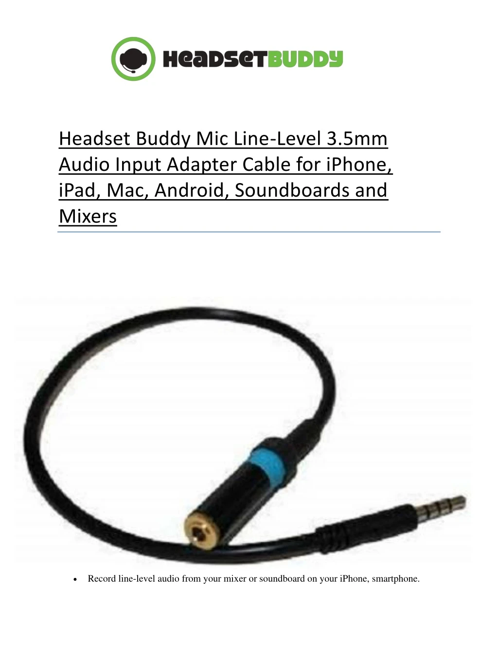 headset buddy mic line level 3 5mm audio input