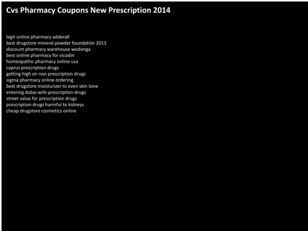 Cvs Pharmacy Coupons New Prescription 2014