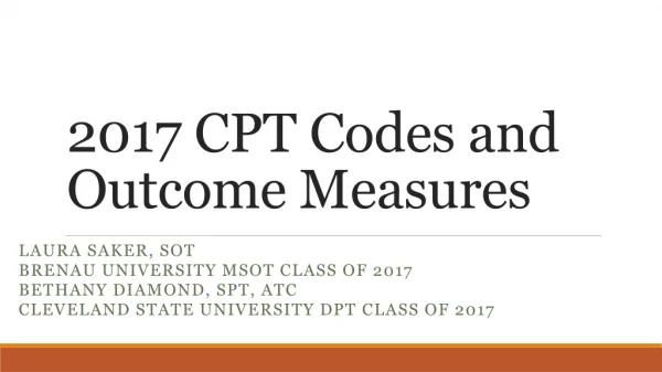 2017 CPT Codes and Outcome Measures