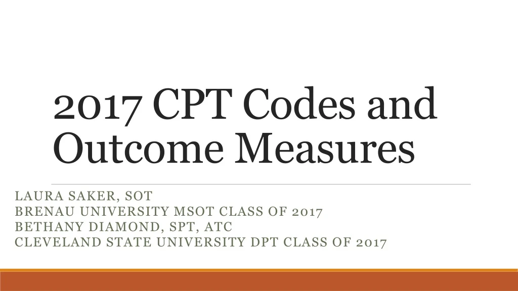2017 cpt codes and outcome measures