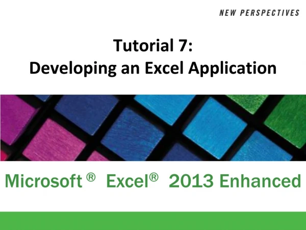 Tutorial 7: Developing an Excel Application