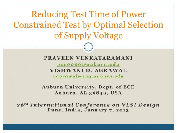 Reducing Test Time of Power Constrained Test by Optimal Selection of Supply Voltage