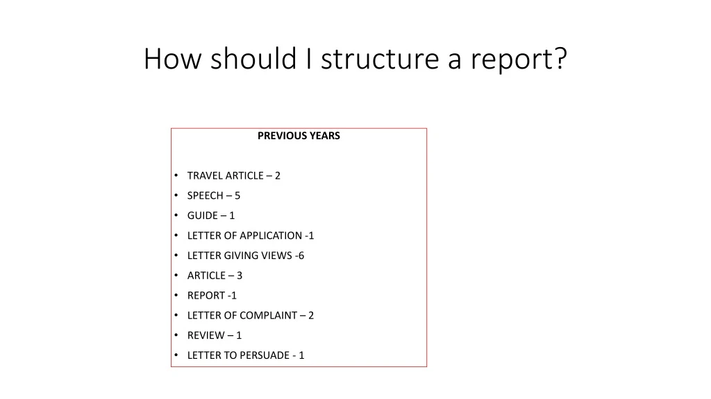 how should i structure a report