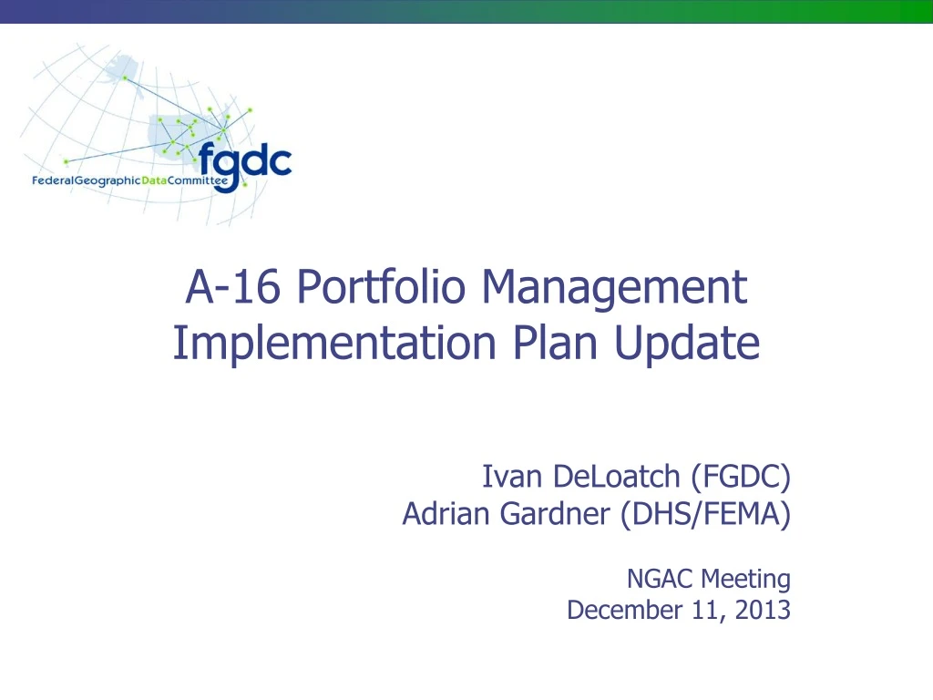 a 16 portfolio management implementation plan update