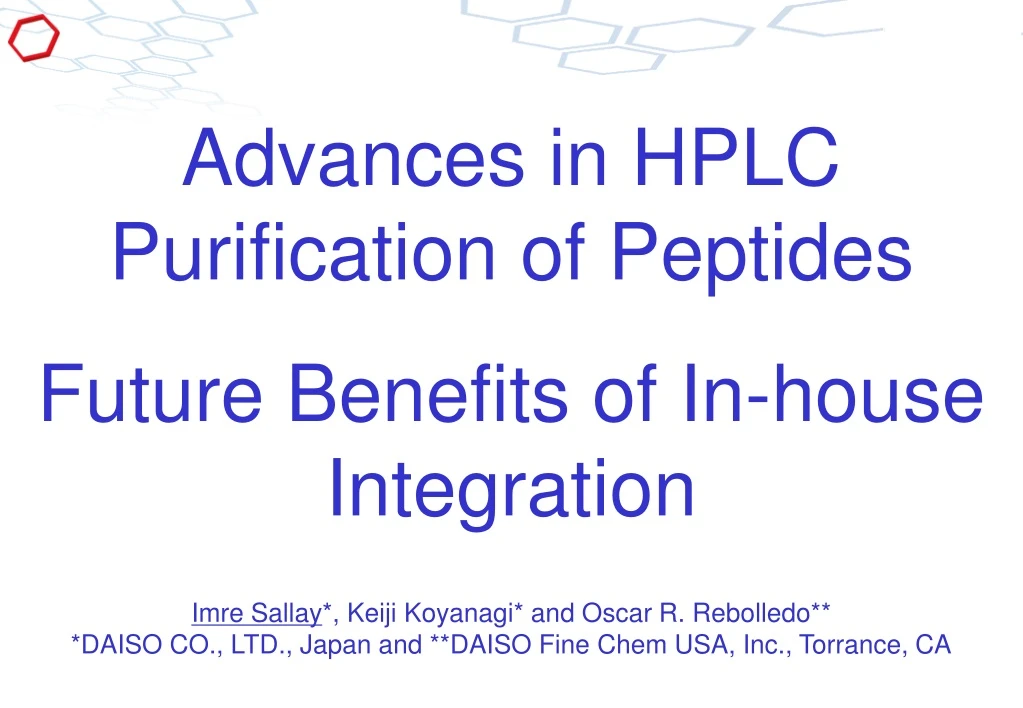 advances in hplc purification of peptides future
