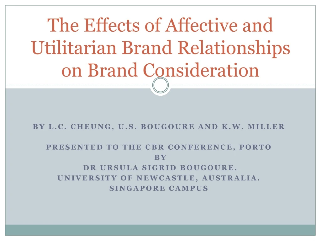 the effects of affective and utilitarian brand relationships on brand consideration