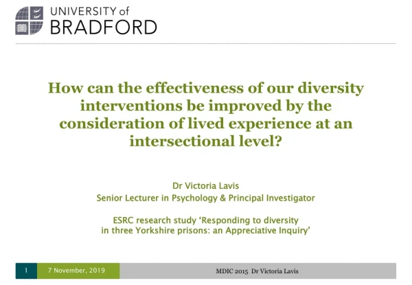 Dr Victoria Lavis S enior Lecturer in Psychology &amp; Principal Investigator