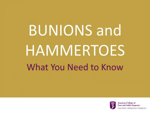 BUNIONS and HAMMERTOES