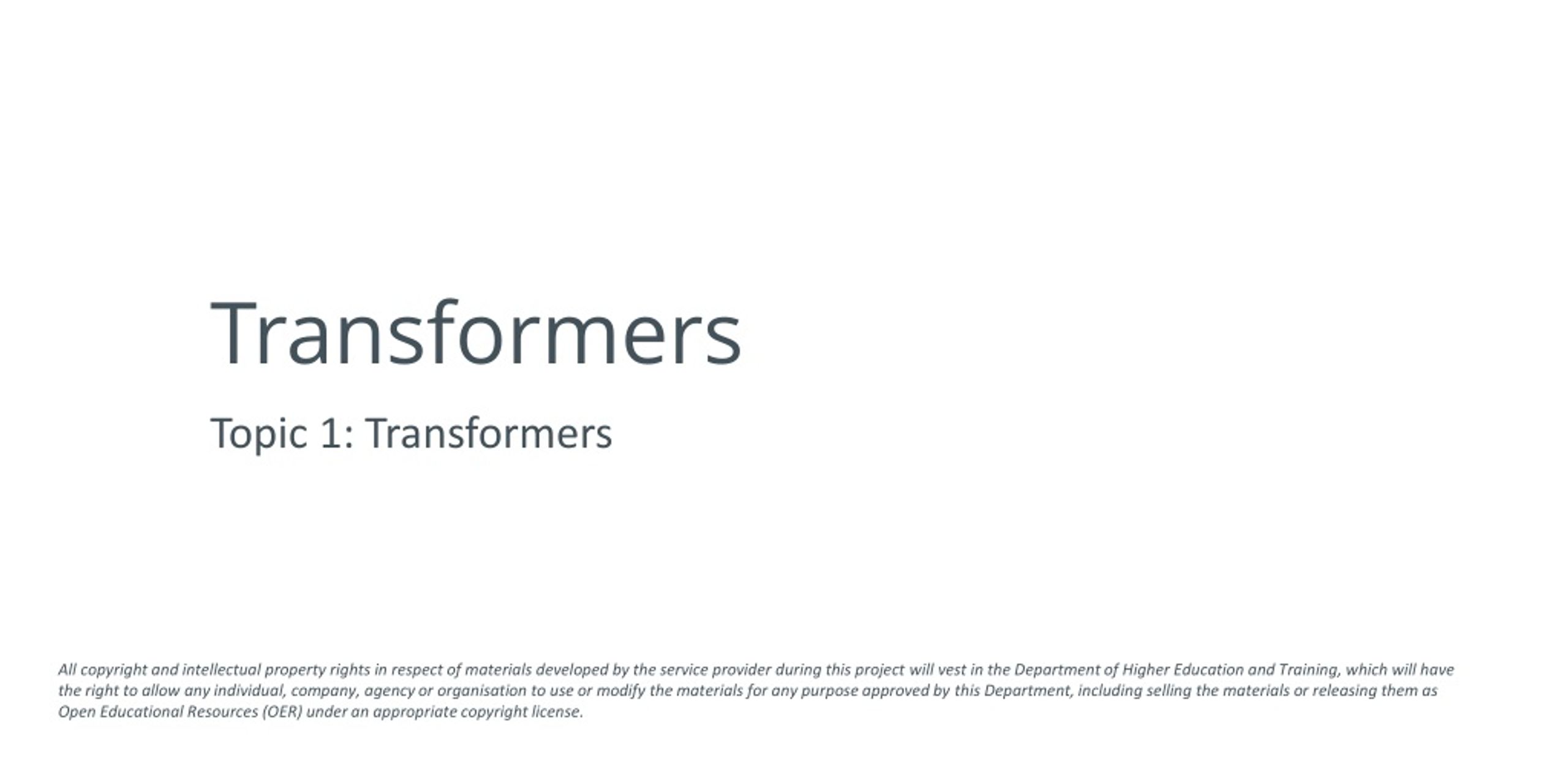 Transformer Types and Designs - slide 1