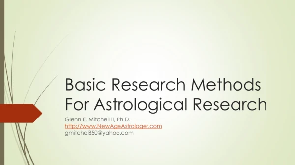 Basic Research Methods For Astrological Research