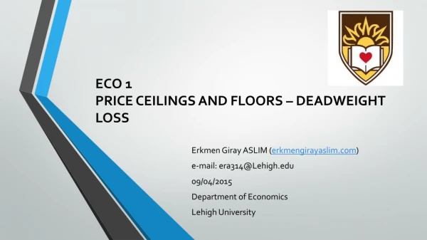 ECO 1 PRICE CEILINGS AND FLOORS – DEADWEIGHT LOSS