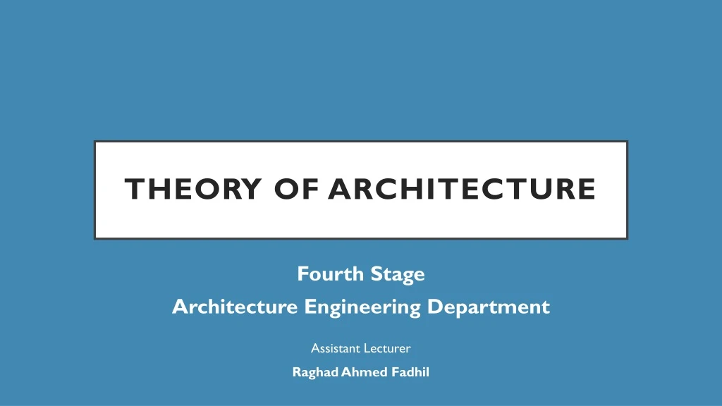 theory of architecture