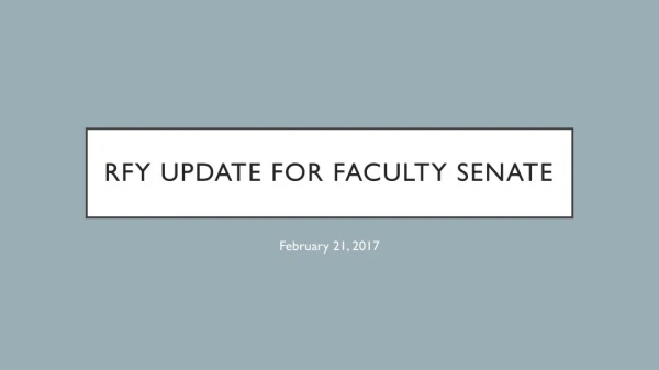 RFY Update for Faculty Senate
