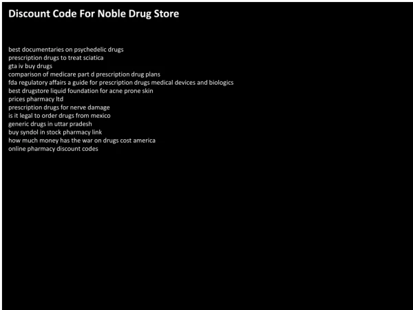 Discount Code For Noble Drug Store