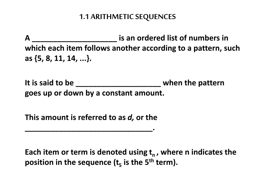 1 1 arithmetic sequences
