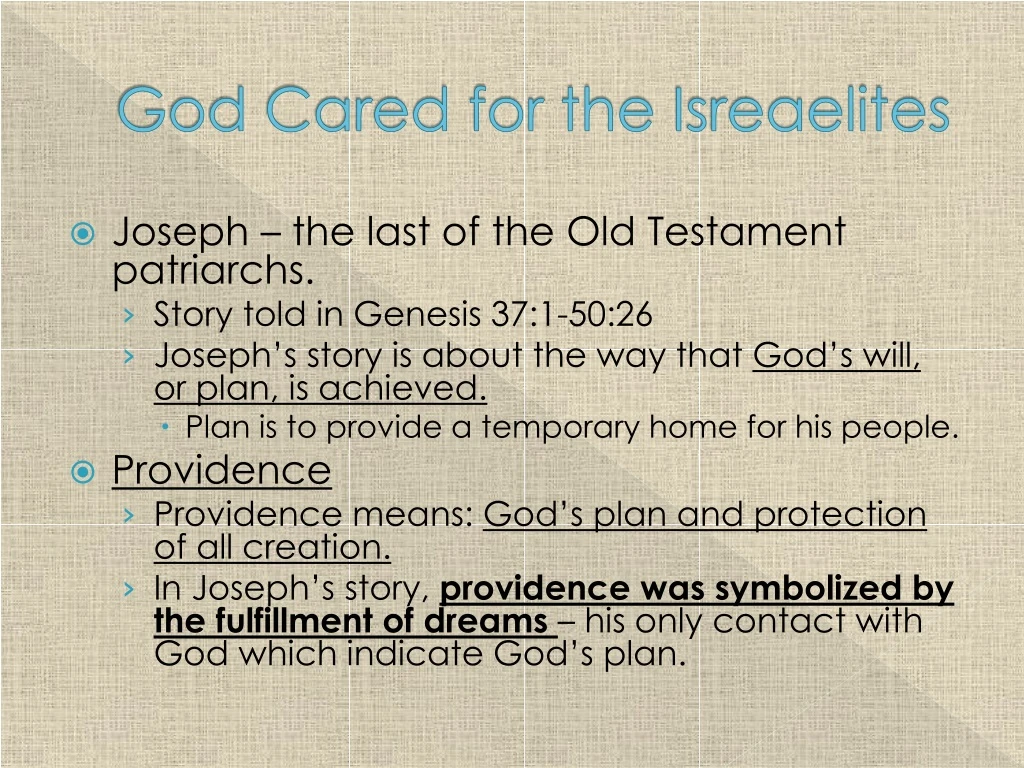 god cared for the isreaelites