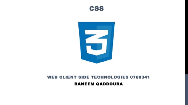 Web Client Side Technologies 0780341 Raneem Qaddoura