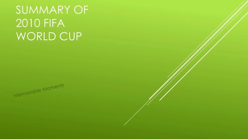 summary of 2010 fifa world cup