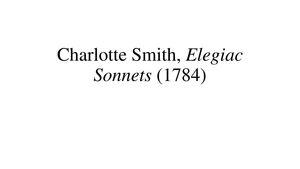 charlotte smith elegiac sonnets 1784