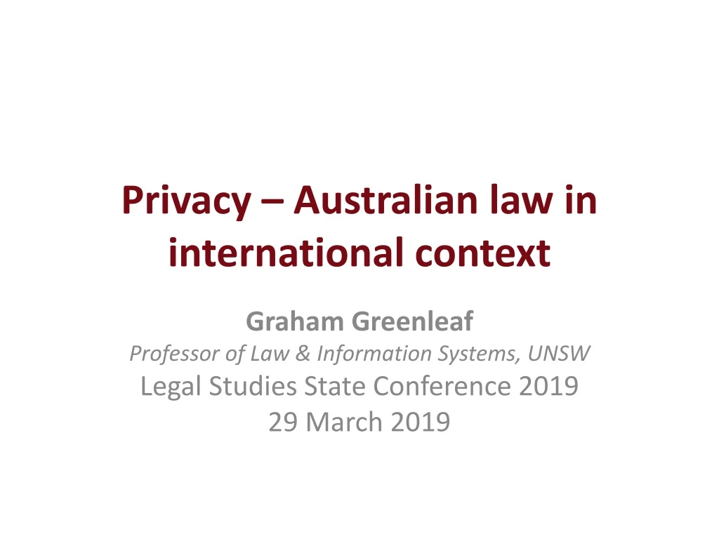 privacy australian law in international context
