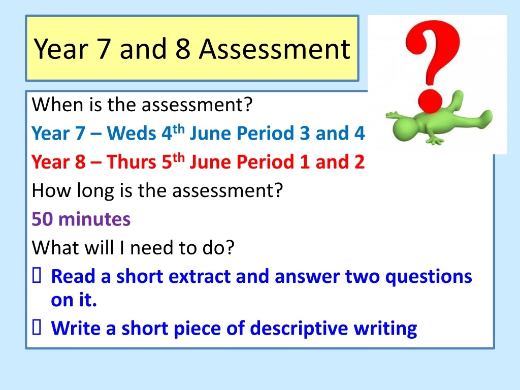 year 7 and 8 assessment