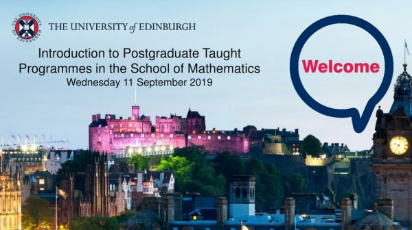 Introduction to Postgraduate Taught Programmes in the School of Mathematics