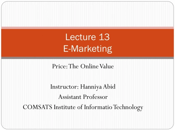 Lecture 13 E-Marketing