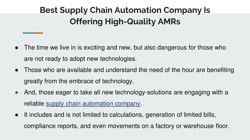 best supply chain automation company is offering high quality amrs